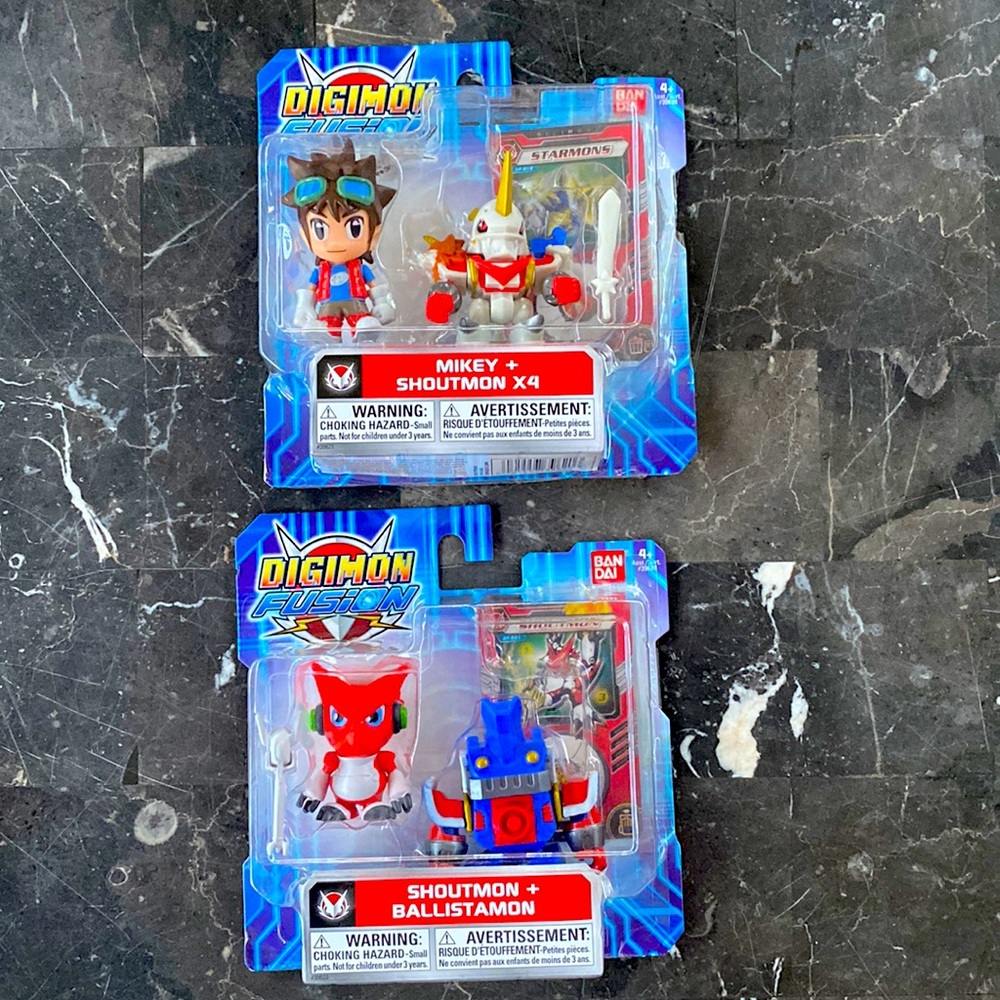 NEW BANDAI Digimon Fusion Mikey + Shoutmon X4 Action Figures Lot Of 2